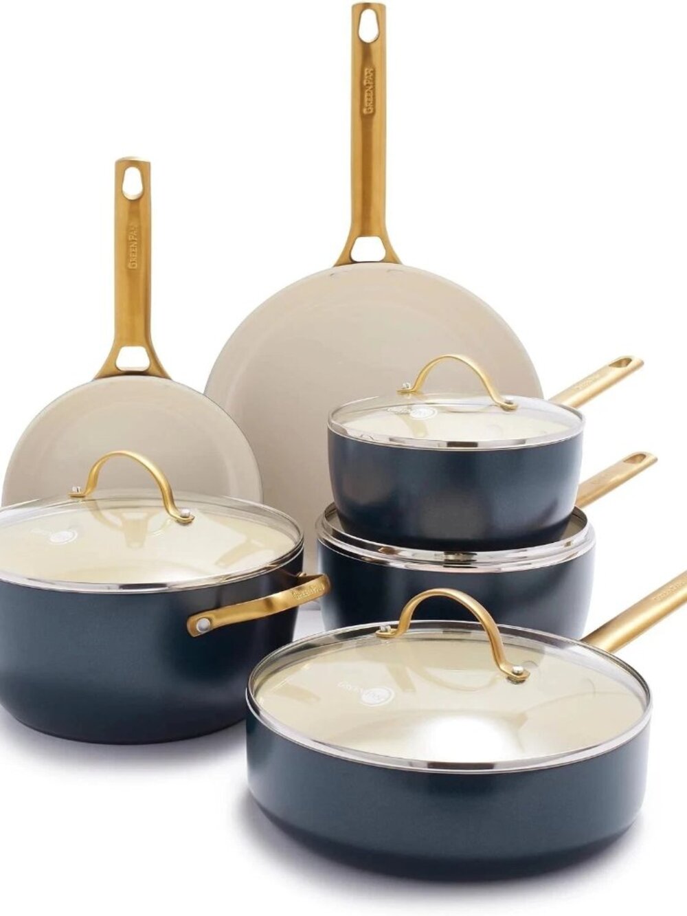 GreenPan Reserve 10-Pcs Ceramic Nonstick Cookware Set Twilight Gold CC005211-001